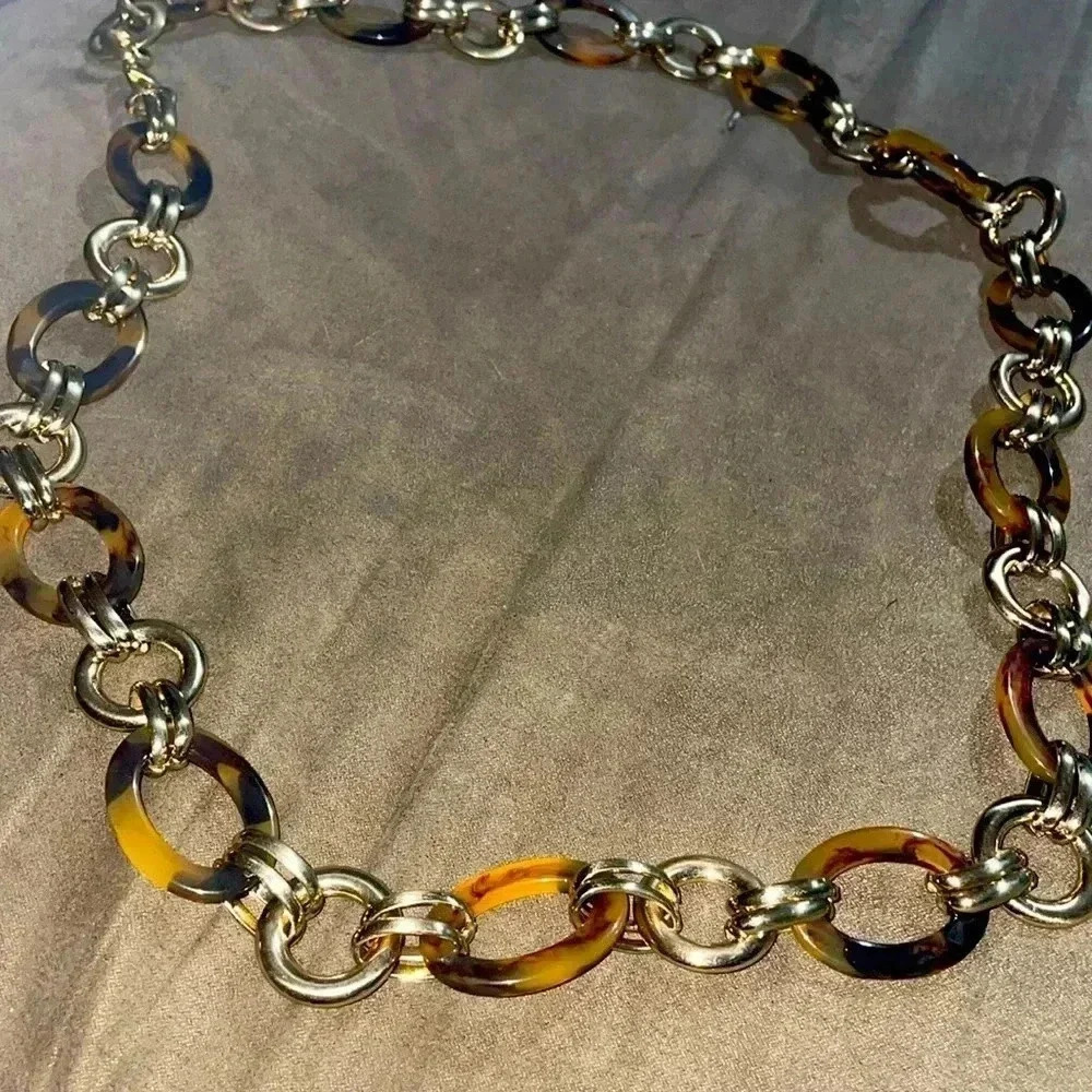 Vintage tortoise chunky chain necklace or belt
